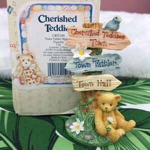 Cherished Teddies Town Tattler Signage Bear ENESCO